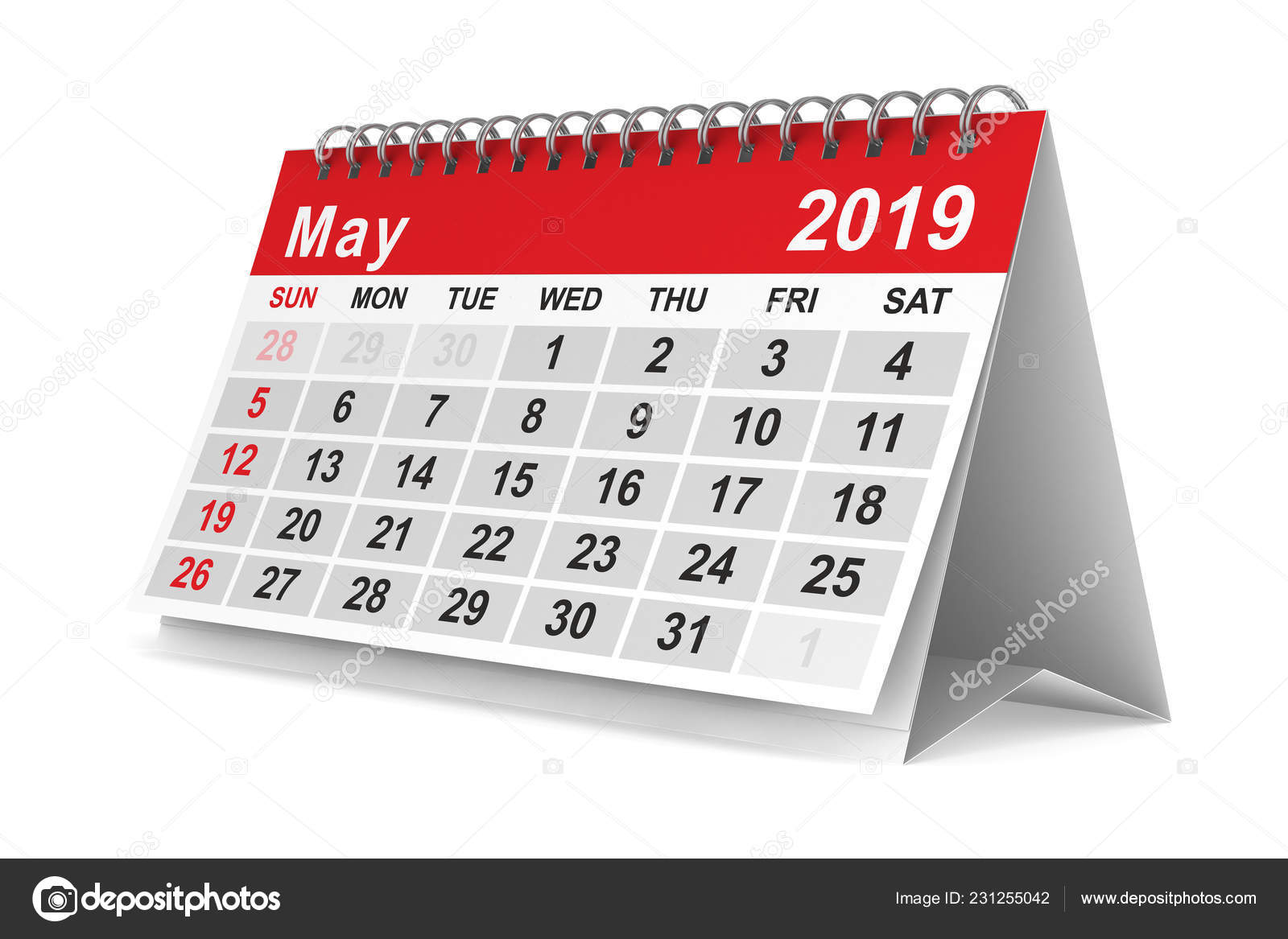 depositphotos 231255042 stock photo 2019 year calendar may isolated