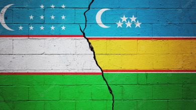 cracked brick wall painted with a flag of uzbekistan and a flag of karakalpakstan 633872 202